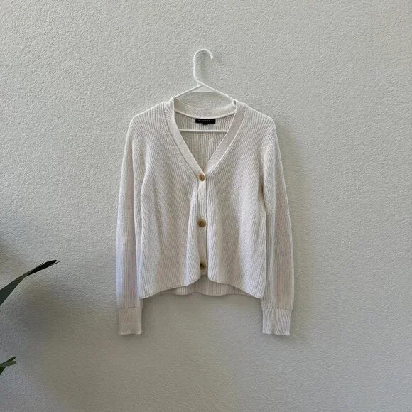 Banana Republic Cream Cardigan Sweater 100% cotton - Picture 1 of 4